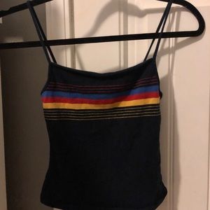 Black tank top with red, blue and yellow stripes